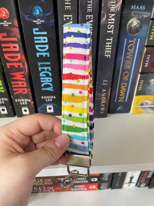 Rainbow Polka Dot Wristlet